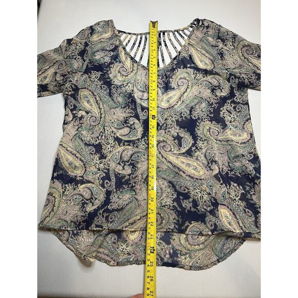 Vintage Havana Sheer Blouse Women's Medium Paisley Print Back Detail - Picture 2 of 5